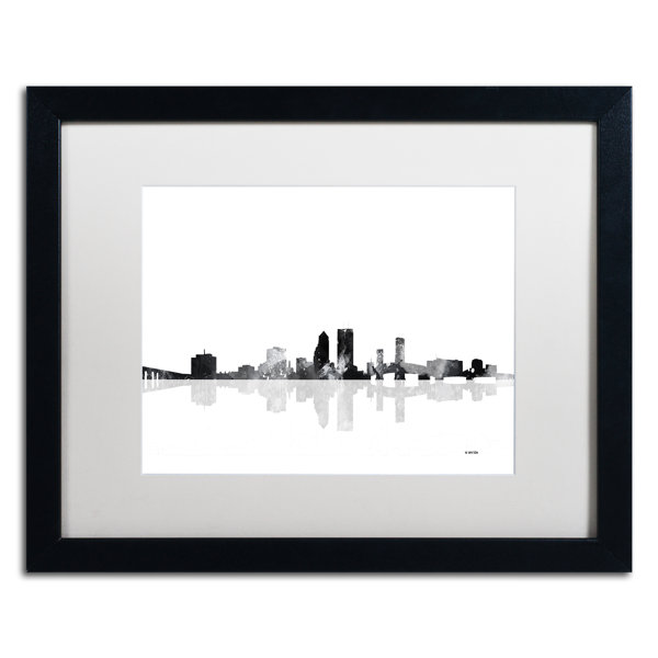 Trademark Art Jacksonville Florida Skyline BG1 Framed by Marlene
